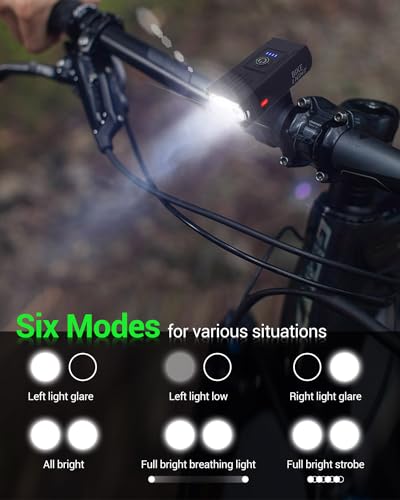 Super Bright USB Rechargeable Bike Light Set - Black, 6+4 Modes