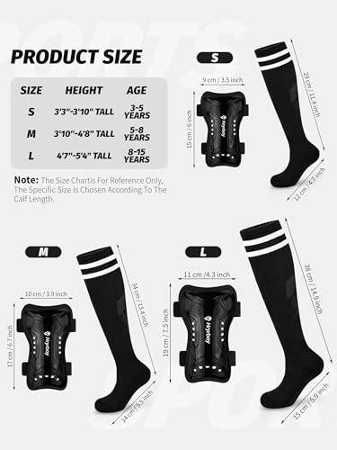 Kids Soccer Shin Guards and Socks Set - Black Medium