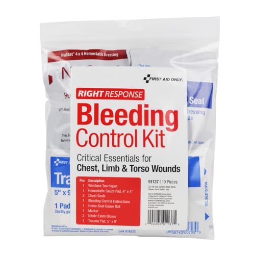 Bleeding Control Kit with Tourniquet - 10 Piece Emergency Set