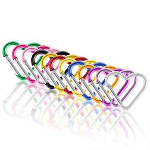 Heart Shaped Carabiner Clips - 10pcs Multicolored Aluminum Alloy Keychain
