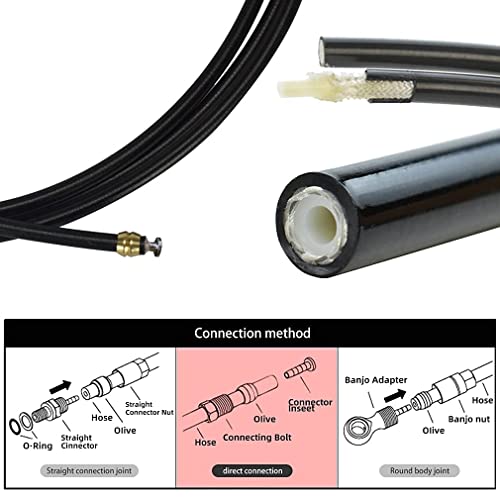 CYSKY 2500mm Hydraulic Brake Hose Kit for Shimano BH59 BH90 Avid SRAM – Black, 8 Brass Olives & 8 Inserts