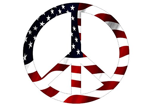 USA Flag Peace Sign Decal - 5x5 Inch Vinyl Bumper Sticker