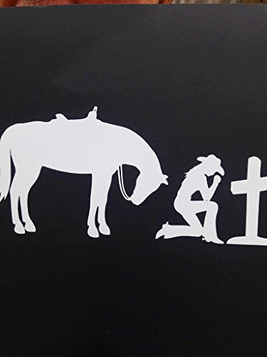 Praying Cross Horse Vinyl Decal Sticker - 7x3 inches