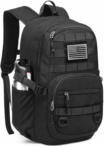 PRYXON 25L Military Tactical Backpack Molle Daypack Black – 3 Day Assault Pack