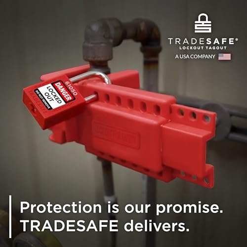 TRADESAFE Adjustable Ball Valve Lockout - Ball Valve Lock Out Devices for 1/2 inch to 4-1/4 inch Pipe Diameter, Valve Lock Out Tag Out, Water Valve Lock, Gas Valve Lock, 2 Pack