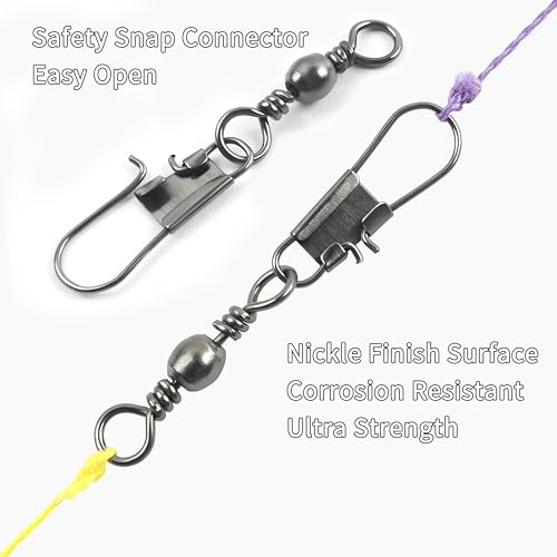 Fishing Barrel Snap Swivels - 50pcs Black #10 (30LB) Stainless Steel