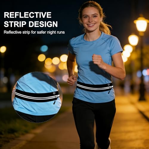 Running Belt - Water Resistant, Fits 23-32 Inch Waists, Expandable Pocket for 7" Phones