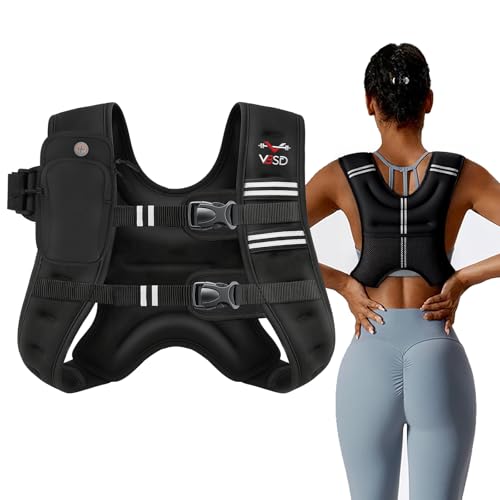 Black 12lb Weighted Vest for Women & Men - Adjustable Fitness Body Vest