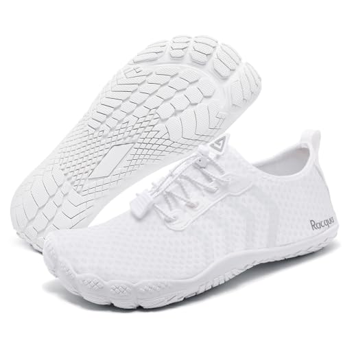 Racqua Water Shoes for Men & Women - Quick Dry Barefoot Athletic Swim Shoes, White 35, Wz1115