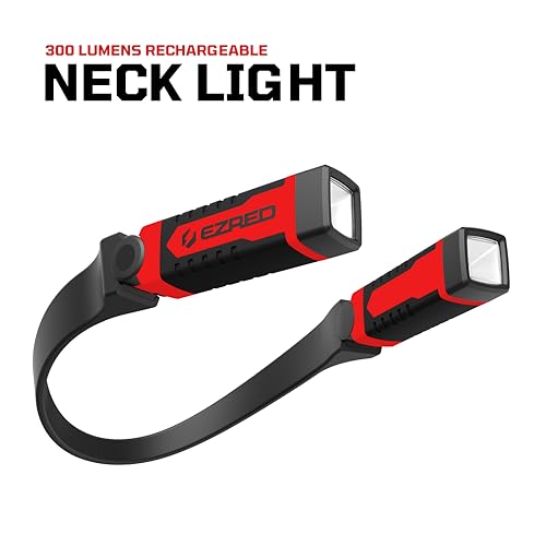 EZRED ANYWEAR Red Rechargeable Neck Light for Hands-Free Work LED 300 Lumens