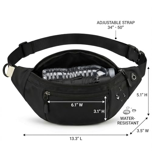 Black Fanny Packs Bulk 10 Pack for Men Women Crossbody Waist Bags - Pinklue