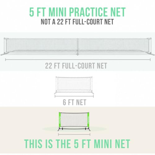 Pikkofun Black 5FT Portable Pickleball Dink Practice Net for Indoor & Outdoor