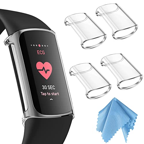 Clear 4-Pack Case for Fitbit Charge 6/5 - Screen Protector