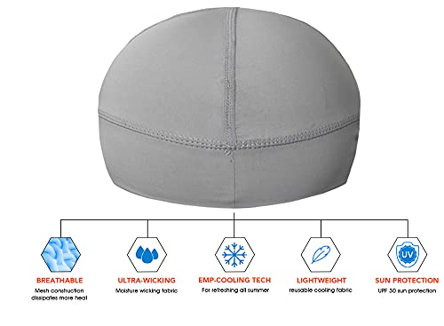 Cooling Helmet Liner - Low-Profile Stretch Cap for Summer - Light Grey