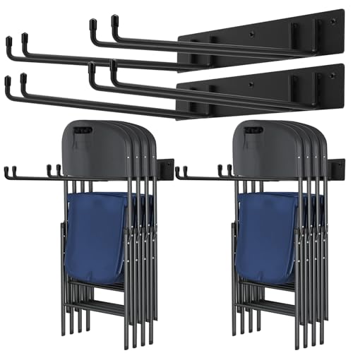 Folding Chair Rack,Metal Folding Chair Storage Rack - 2-Pack,Heavy Duty Design,Garage Organization & Foldable Chair Hanger