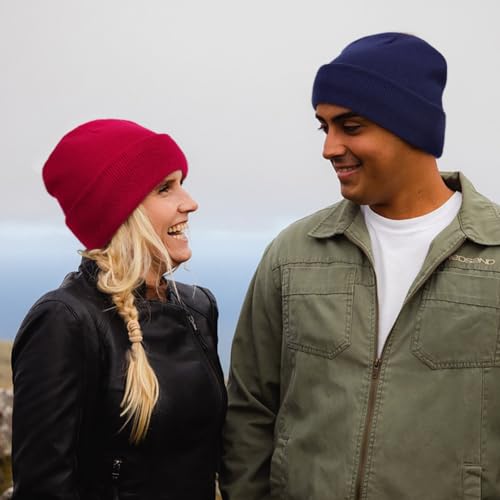 Satin Lined Slouchy Beanie for Women - Soft Knit Winter Hat - Navy Blue