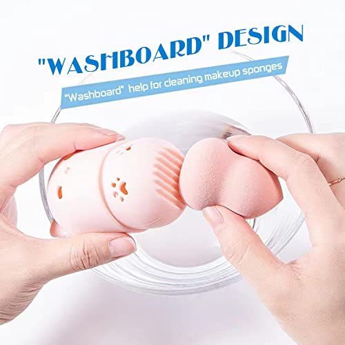 Makeup Sponge Travel Case & Drying Stand Set - Pink & Purple