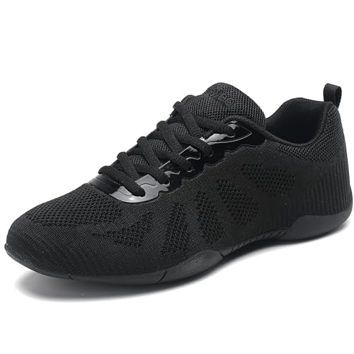 CheeryEase Girls Cheer Shoes 3.5 Big Kid Non-Slip Arch Support Black White