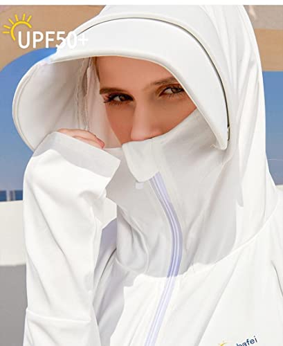 White Women's Sun Protective Lightweight Hoodie UPF 50+ UV Sun Shirt