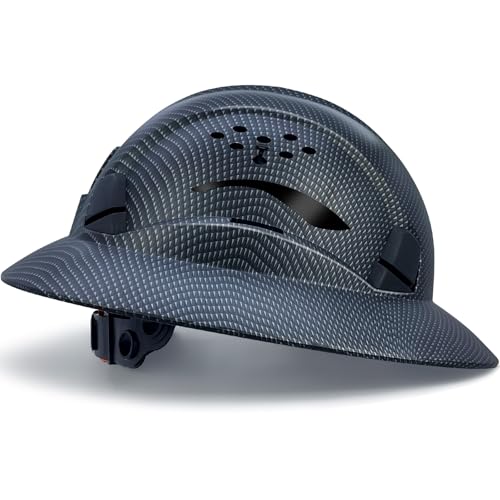 Full Brim Hard Hat Vented Construction Safety Helmet Industrial Work Hardhat for Workers 6 Point Adjustable Ratchet Suspension OSHA Approved