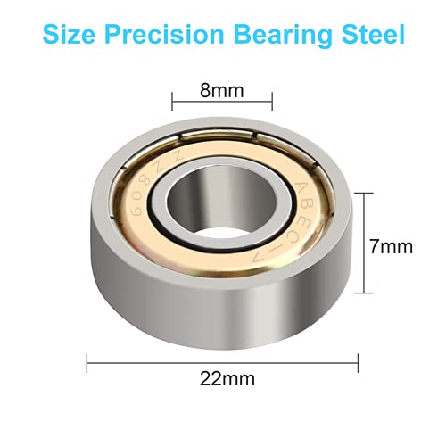 608 ZZ ABEC-7 Ball Bearings for Skateboards & Scooters - 8x22x7mm, 4 Pack