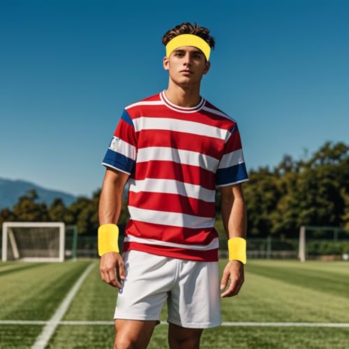 Sweatband Set - 1 Headband & 2 Wristbands - Yellow
