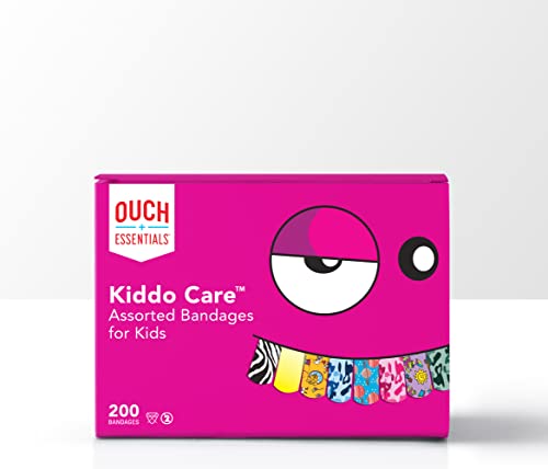 Ouch Essentials Kiddo Care - Kids Adhesive Bandages, Assorted Styles,