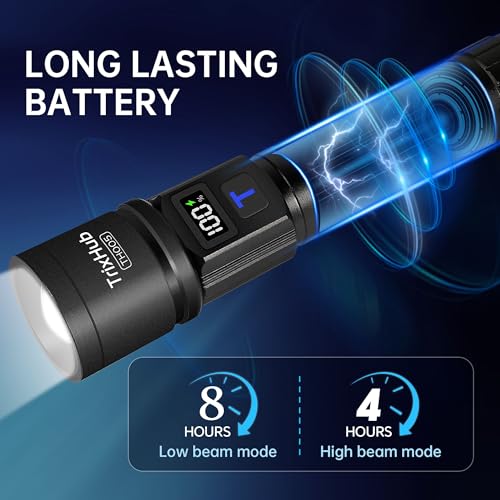 Rechargeable Flashlights 2 Pack - High Lumens with LCD Display, 5 Modes, USB C Charging - Black