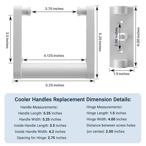Yolvvetrx Cooler Handle Replacement Kit for Igloo 25-72 Qt Coolers - Heavy-Duty Plastic, Easy Install, 2 Pack