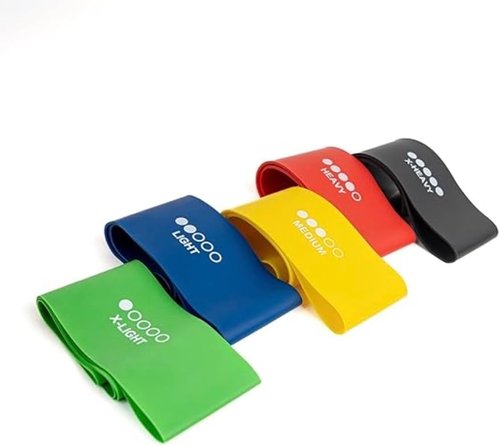 Fitness Fusion Resistance Loop Bands Set of 5 - Durable, Non-Slip Design for Home & Gym Workouts