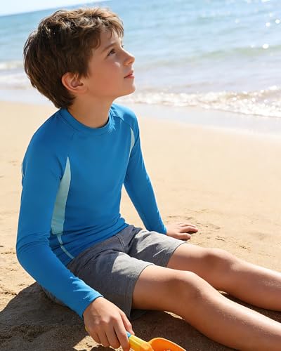 Boys Long Sleeve Rash Guard Swim Shirt - 11-12 Years, Blue