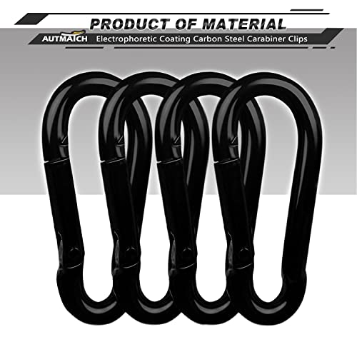 AUTMATCH 3" Carabiner Clips Heavy Duty M8 5/16" Silver & Black Pack of 4