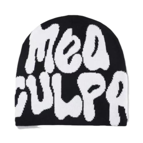 Y2K Beanie Hat - Medium Black Streetwear for Women & Men