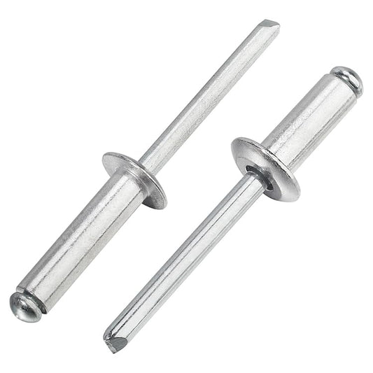 Linkup 50pcs pack 1/4" x 1" Pop blind Rivets, 6.4mm x 25mm pop rivets,Aluminum Body Steel Mandrel Rivets (Sliver),Dome Head aluminum rivets