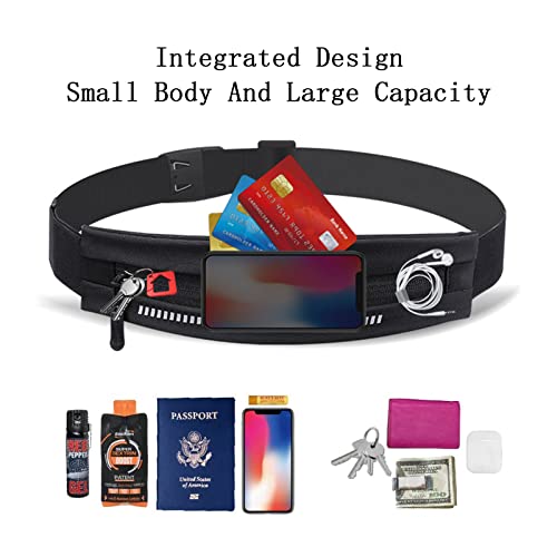 Slim Running Belt Fanny Pack - Adjustable Waist Pack for Jogging, Hiking, Cycling - Black