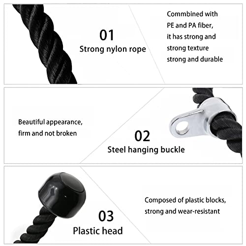 AOHO MOOON 27-Inch Heavy-Duty Tricep Rope for Cable Machine Workouts