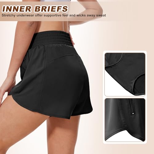 BALENNZ Women's Athletic Shorts 5 Pack - Pockets, Running & Workout, Medium, Black/Navy/Dark Grey/Light Grey