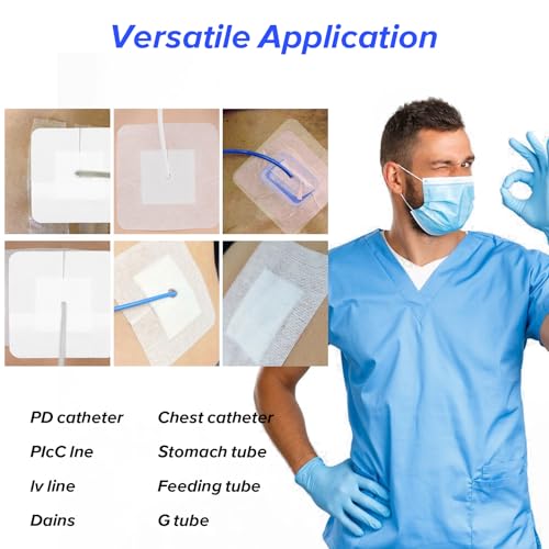 15 Pcs Split Adhesive Feeding Tube Bandages - Sterile Catheter Covers