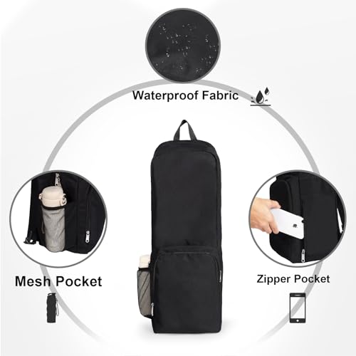 Yoga Mat Bag Carrier - Waterproof with Mesh Pockets - Black
