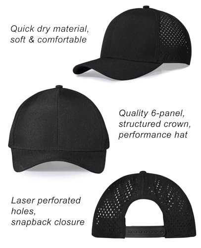ZTL Oversize XL XXL Quick Dry Baseball Cap - Black, Large-4X-Large, Mesh Snapback Hat for Big Heads 23.5-26"