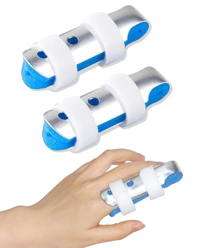 Metal Finger Splint for Middle Finger - 2PCS Medium Size - Blue