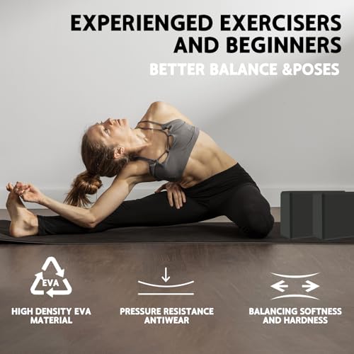 Yoga Block - Non-Slip EVA Foam for Stability & Flexibility - Black