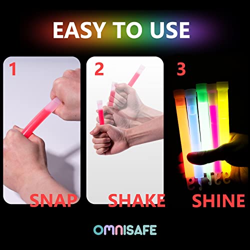 48 Pcs Large 6 Inch Glow Sticks with Black String - Bright, Waterproof Emergency & Party Lighting