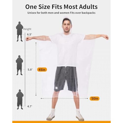 Hitituto Rain Ponchos for Adults - Extra Long Emergency Poncho with Hood, 6/12/24 Family Pack Raincoat, Home Survival Kits