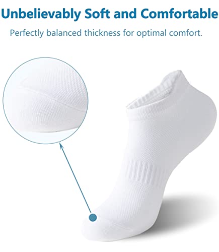 Low Cut Athletic Cotton Ankle Socks - 6 Pairs, White