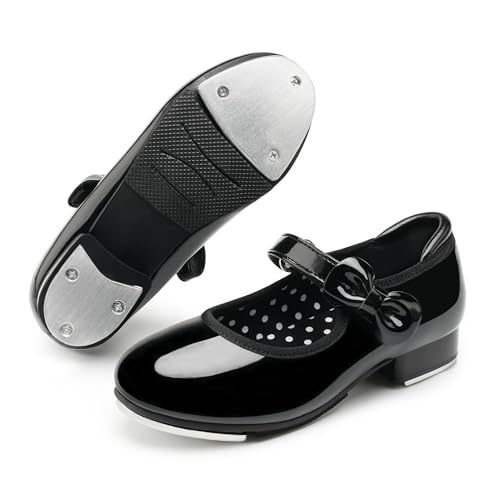 Stelle Toddler Girl Bow Mary Jane Tap Shoes Black 9 - Dance Shoes for Girls