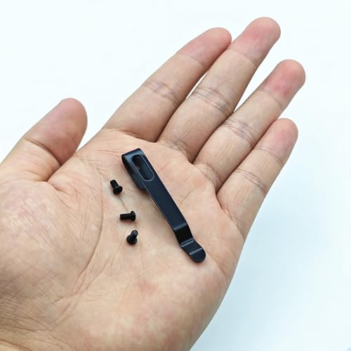 Premium Deep Carry Pocket Clip Sets Knife Clips 420 Stainless Steel Universal Repair Parts for Folding Pocket Knives Includes 3Pcs Screws DIY (Black)