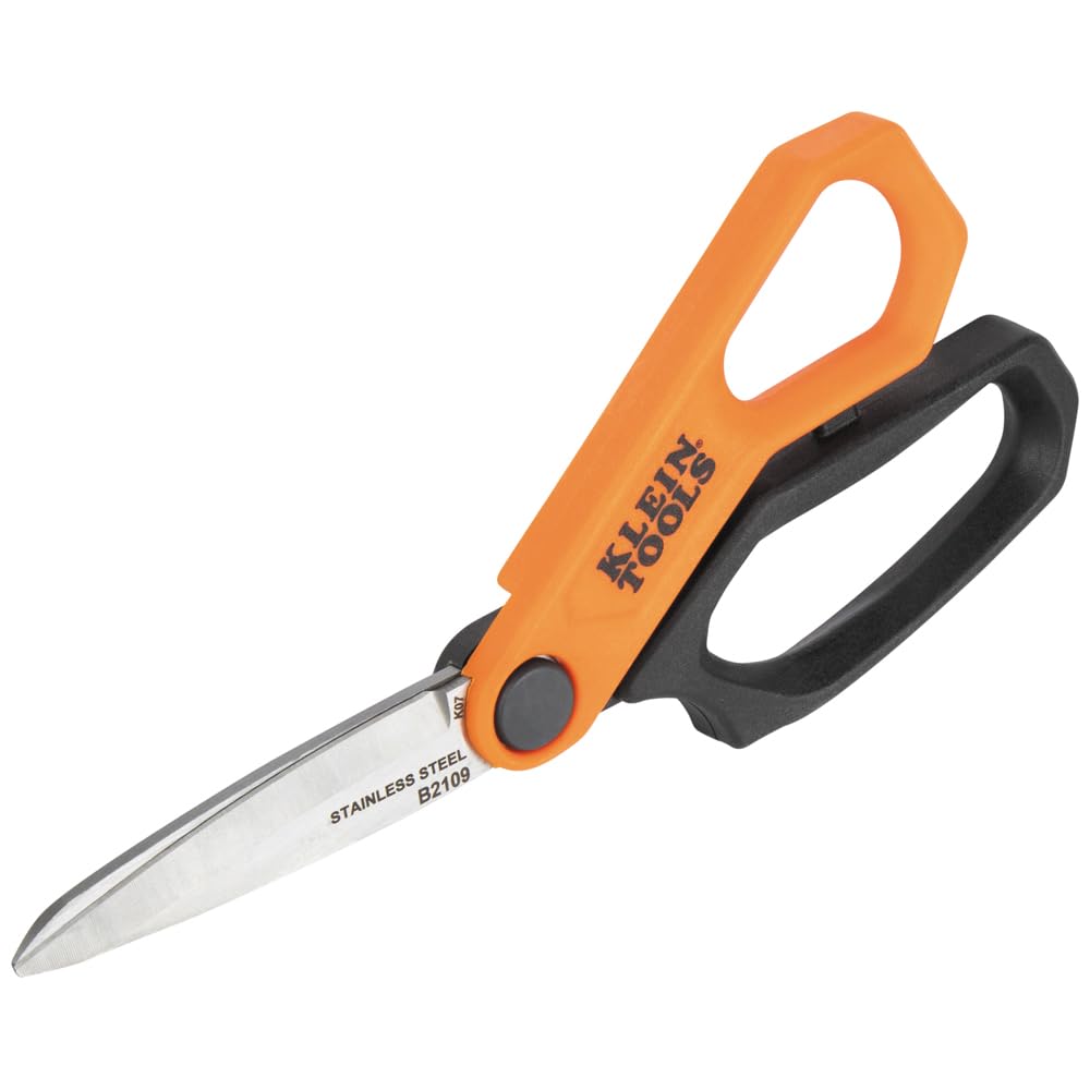 Klein Tools B2109 Heavy Duty Scissors, Multipurpose Utility Shears for Cutting Fabric, Cardboard, Plastic, Metal and More, Stainless Steel, 9-Inch