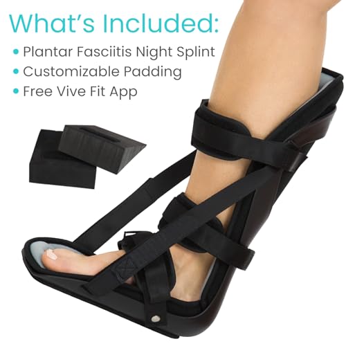 Vive Night Splint for Plantar Fasciitis, Large (Men 6.5-10.5 / Women 8-12) - Left/Right Foot, Adjustable Straps