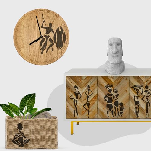 African Tribal Stencils for Painting on Wood, 9 Pieces 6 x 6 inch, Canvas, Paper, Fabric, Walls and Furniture, African Stencil, Home D?cor, Reusable DIY Art and Craft STENCILAIR